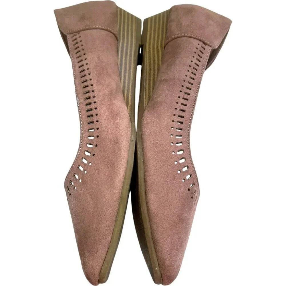 Seychelles Deville Pink‎ 1.25" Wedges Womens 10M Office Career Vegan Faux Suede - Picture 4 of 11